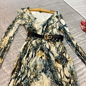 Long sleeve snake print dress